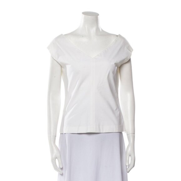 NWT Harvey Faircloth Solid White Sleeveless Top Vest Blouse V Neck Ivory 6 NEW - Picture 1 of 9